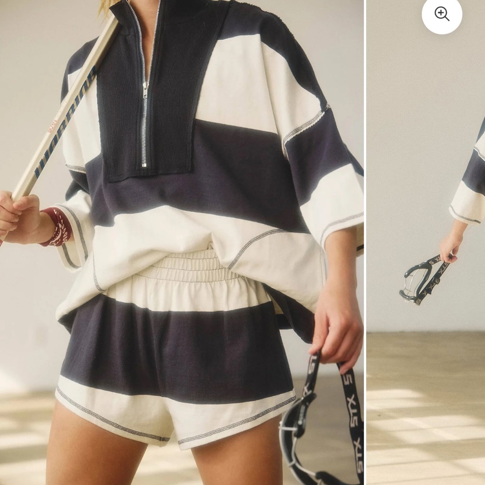 FREE PEOPLE retro rugby set NAVY/WHITE - Picture 2 of 6